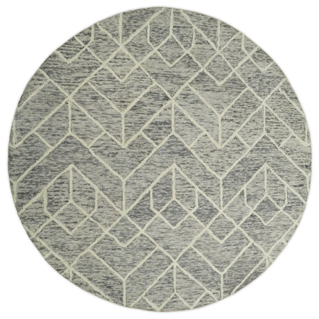 2.6x8, 6x6, 5x8, 6x9 and 8x11 Brown and Beige Hand Tufted Modern Geometric Wool Area Rug | TRD6373B