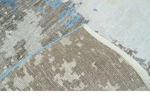 2x4 Modern Abstract Blue, Silver and Charcoal Hand Knotted Art Silk Rug| N8324