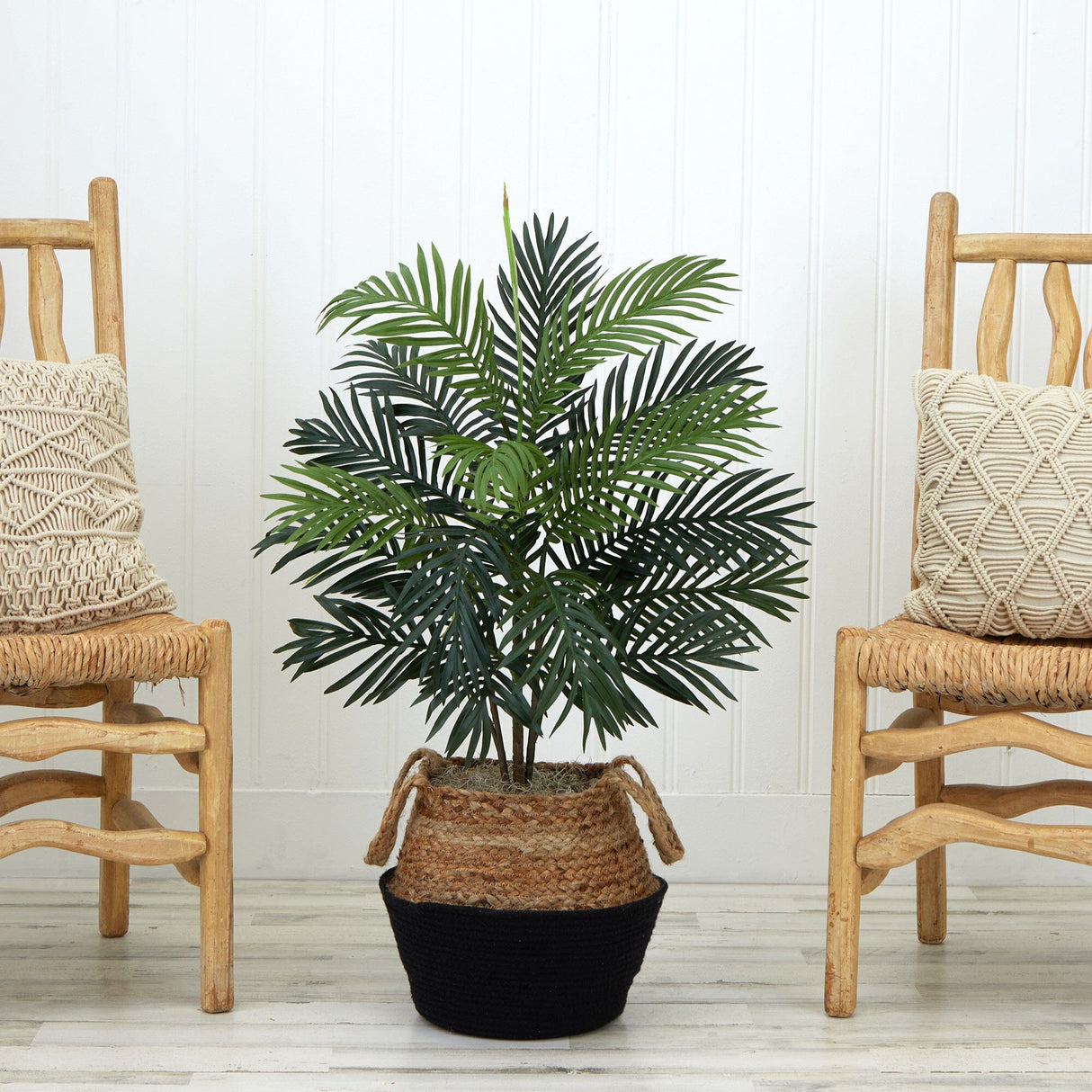 3' Artificial Areca Palm Tree with Handmade Jute & Cotton Basket DIY KIT