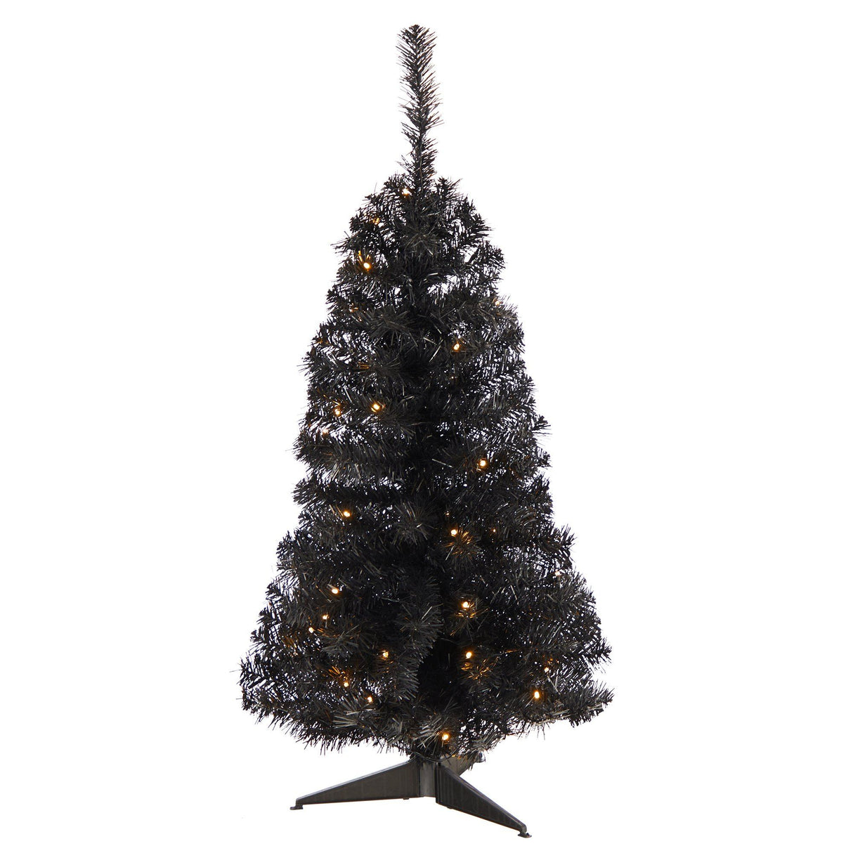 3’ Black Artificial Christmas Tree with 50 LED Lights and 118 Bendable Branches