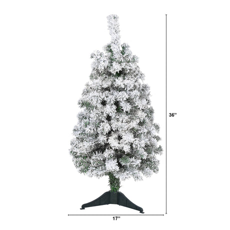 3' Flocked Rock Springs Spruce Artificial Christmas Tree