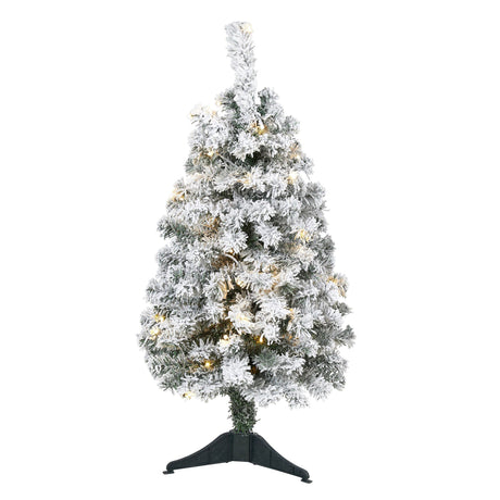 3' Flocked Rock Springs Spruce Artificial Christmas Tree with 50 Clear LED Lights