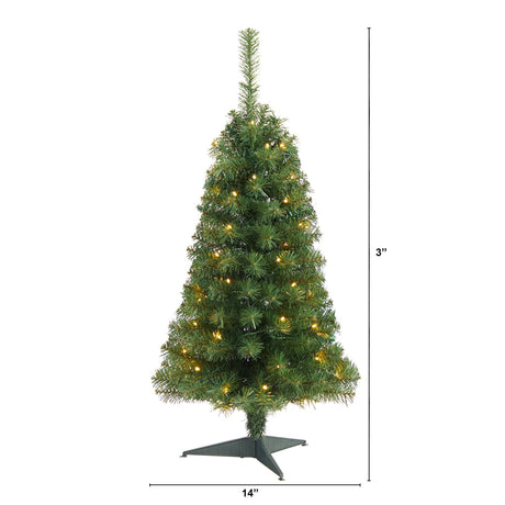 3’ Green Artificial Christmas Tree with 50 LED Lights and 118 Bendable Branches