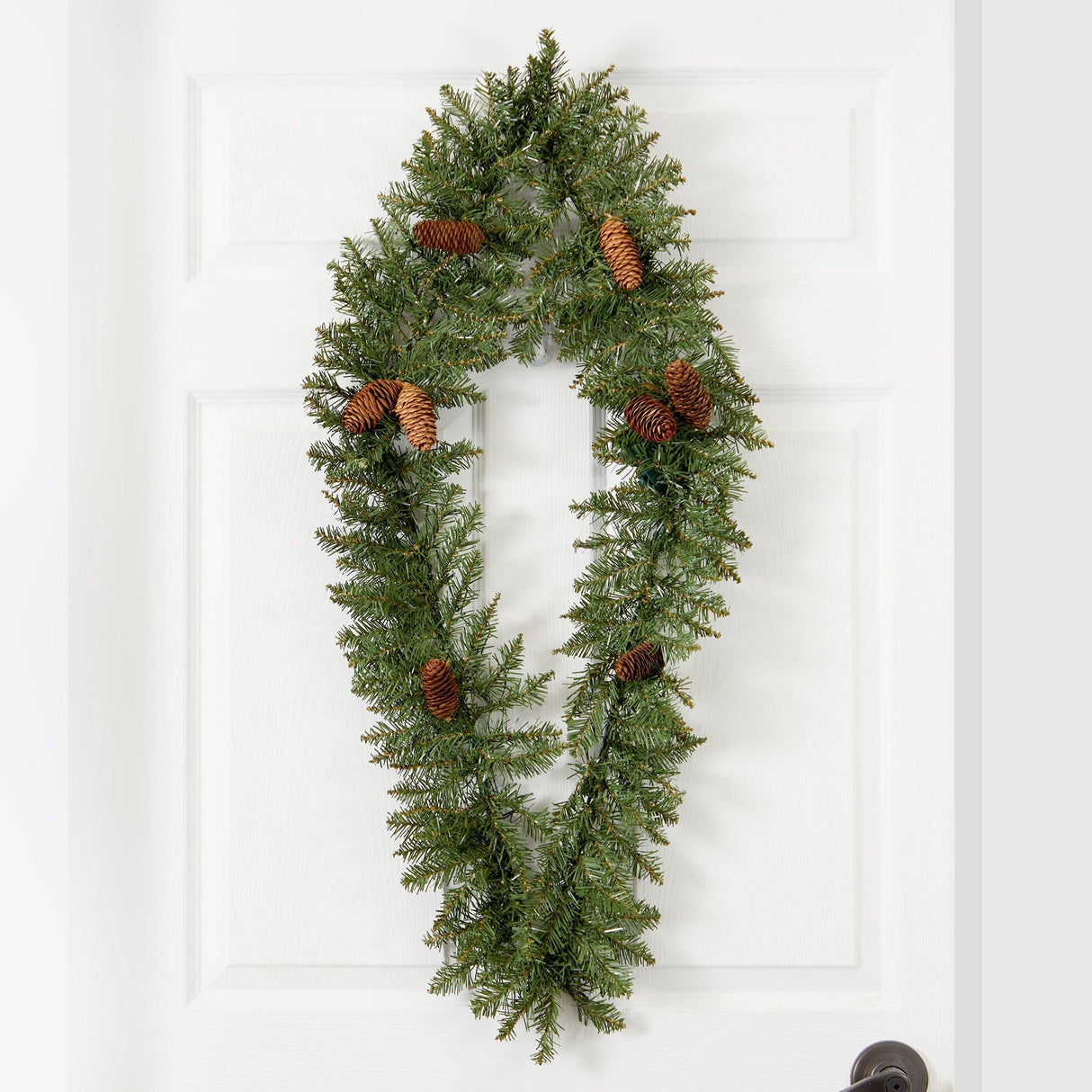 3' Holiday Christmas Geometric Diamond Wreath with Pinecones and 50 Warm White LED Lights