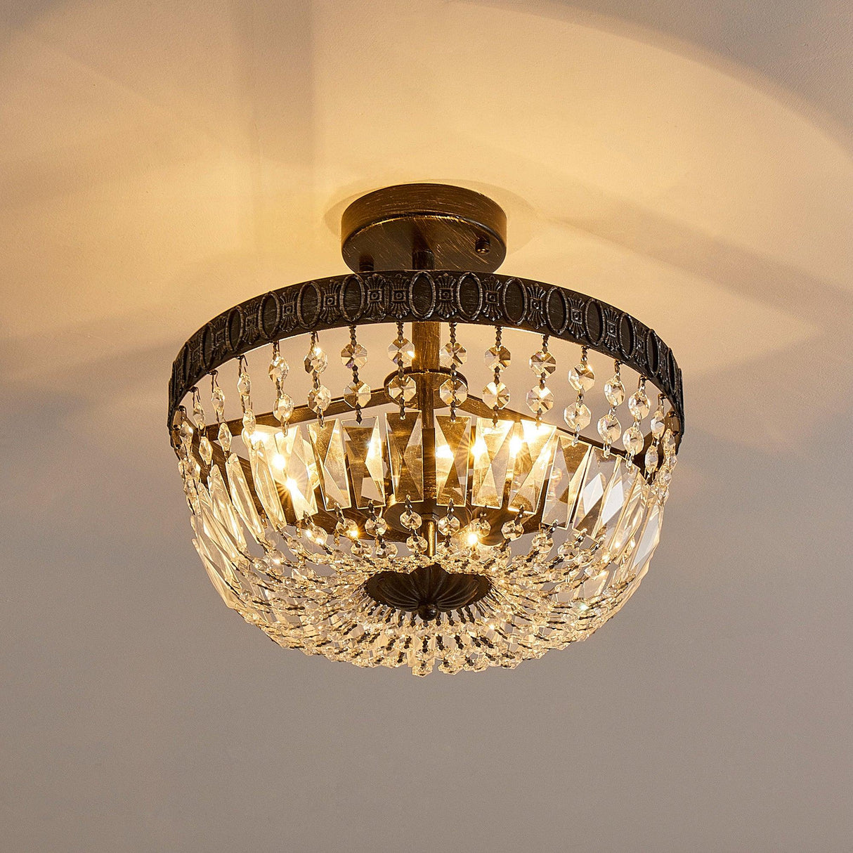 3-Light Crystal Drum Chandelier Lighting