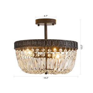 3-Light Crystal Drum Chandelier Lighting