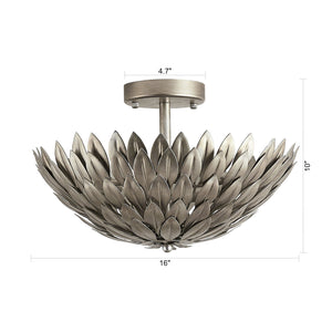 3-Light Modern Semi-Flush Mount LED Ceiling Lighting