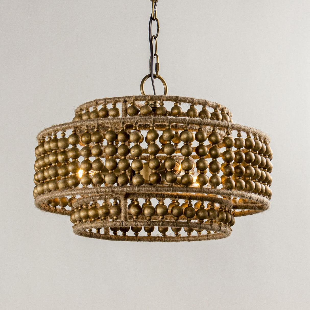 3-Light Rustic Golden LED Pendant Light