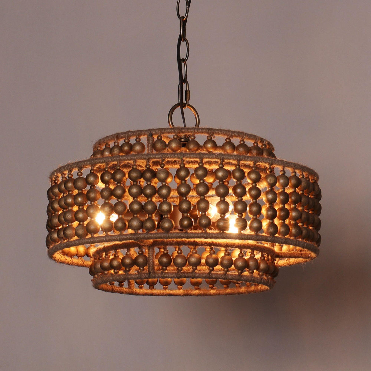 3-Light Rustic Golden LED Pendant Light