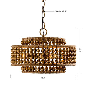 3-Light Rustic Golden LED Pendant Light