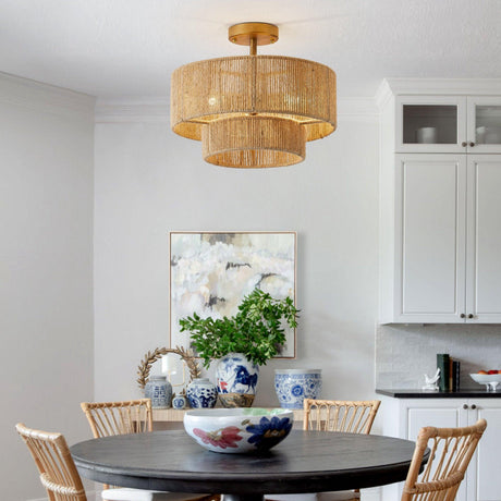 3-Light Traditional Farmhouse Wabi-Sabi Flush Mount Light