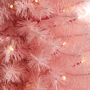 3’ Pink Artificial Christmas Tree with 50 LED Lights and 118 Bendable Branches