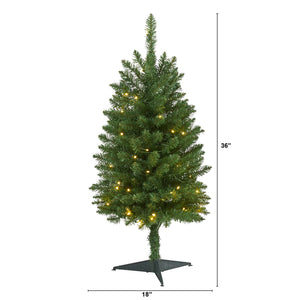 3’ Slim Green Mountain Pine Artificial Christmas Tree with 50 Clear LED Lights