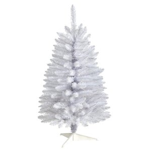 3’ Slim White Artificial Christmas Tree with 50 Warm White LED Lights and 161 Bendable Branches