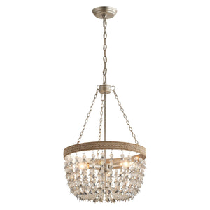 3-light Modern Crystal Chandelier with Hemp Rope