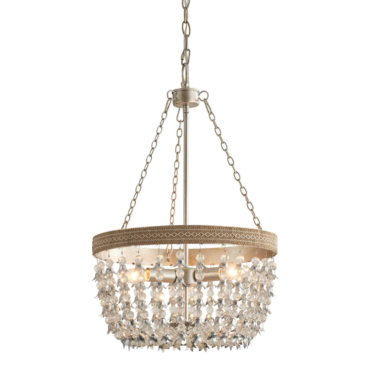 3-light Modern Crystal Chandelier with Hemp Rope