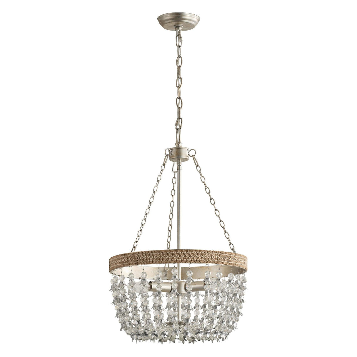 3-light Modern Crystal Chandelier with Hemp Rope