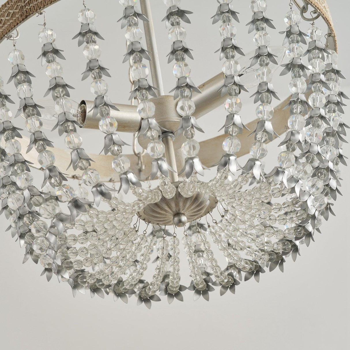 3-light Modern Crystal Chandelier with Hemp Rope