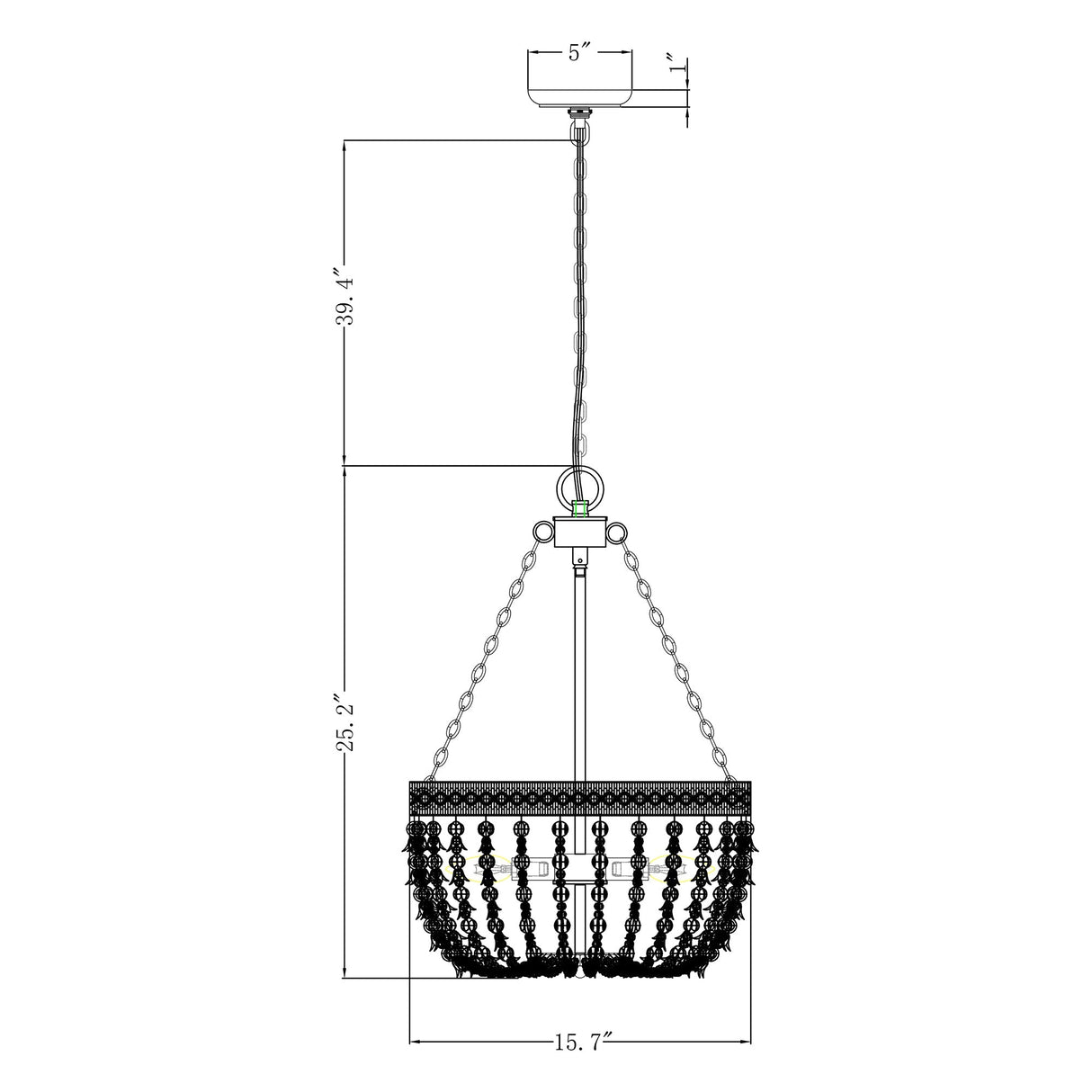 3-light Modern Crystal Chandelier with Hemp Rope