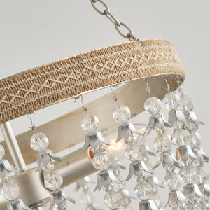 3-light Modern Crystal Chandelier with Hemp Rope