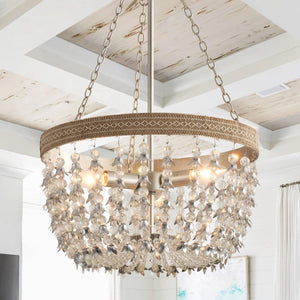 3-light Modern Crystal Chandelier with Hemp Rope