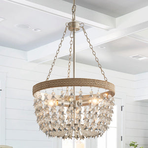 3-light Modern Crystal Chandelier with Hemp Rope