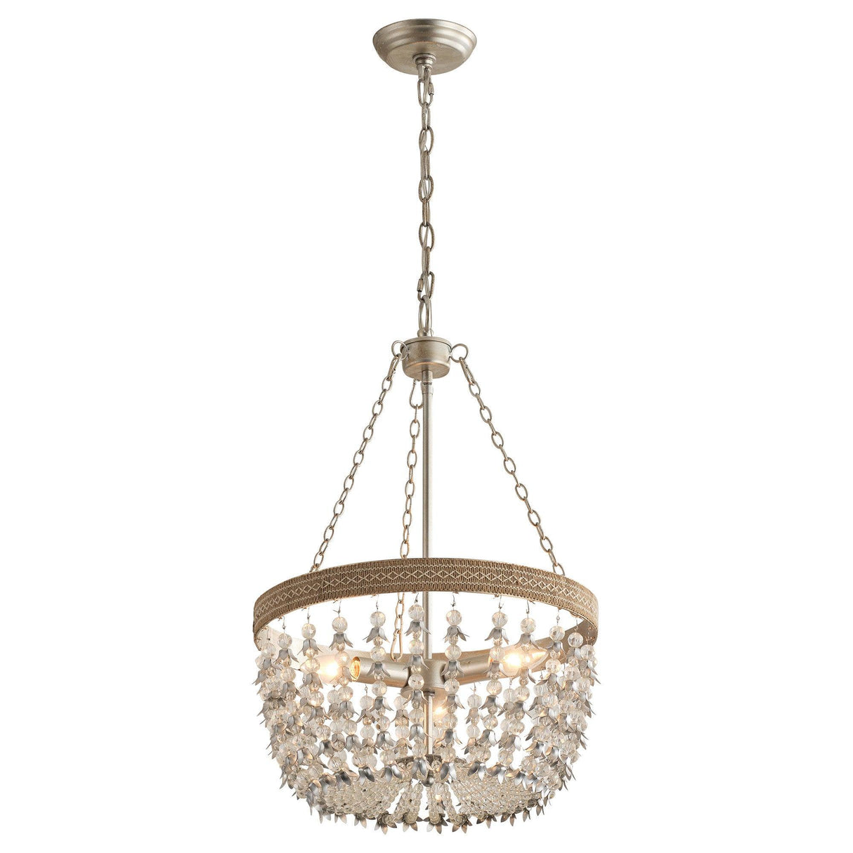 3-light Modern Crystal Chandelier with Hemp Rope