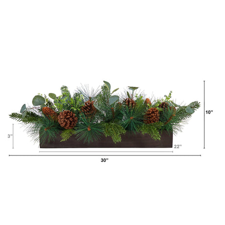 30” Evergreen Pine and Pine Cone Artificial Christmas Centerpiece Arrangement