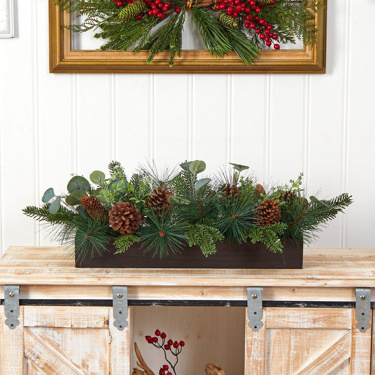 30” Evergreen Pine and Pine Cone Artificial Christmas Centerpiece Arrangement