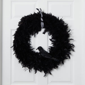 30" Halloween Raven Feather Wreath"