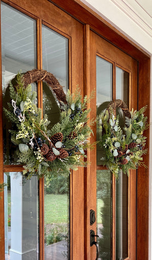 30” Pine and Pinecone Artificial Christmas Wreath on Twig Ring