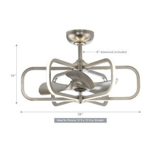 30" Theron Modern DC Motor Downrod Mount Reversible Ceiling Fan with LED Lighting and Remote Control
