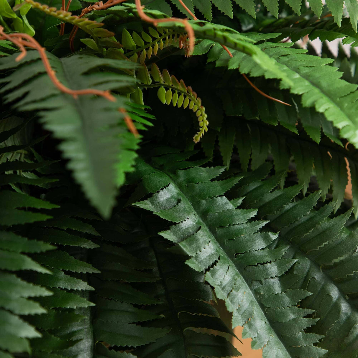 31” Artificial Boston Fern in Patina Metal Planter with Stand