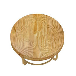 31.5" Modern round coffee table Wooden carving pattern coffee table with metal legs for living room reception room office Golden