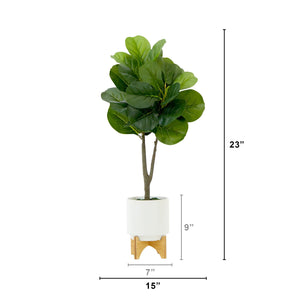 33” Artificial Fiddle Fig with Stand Planter