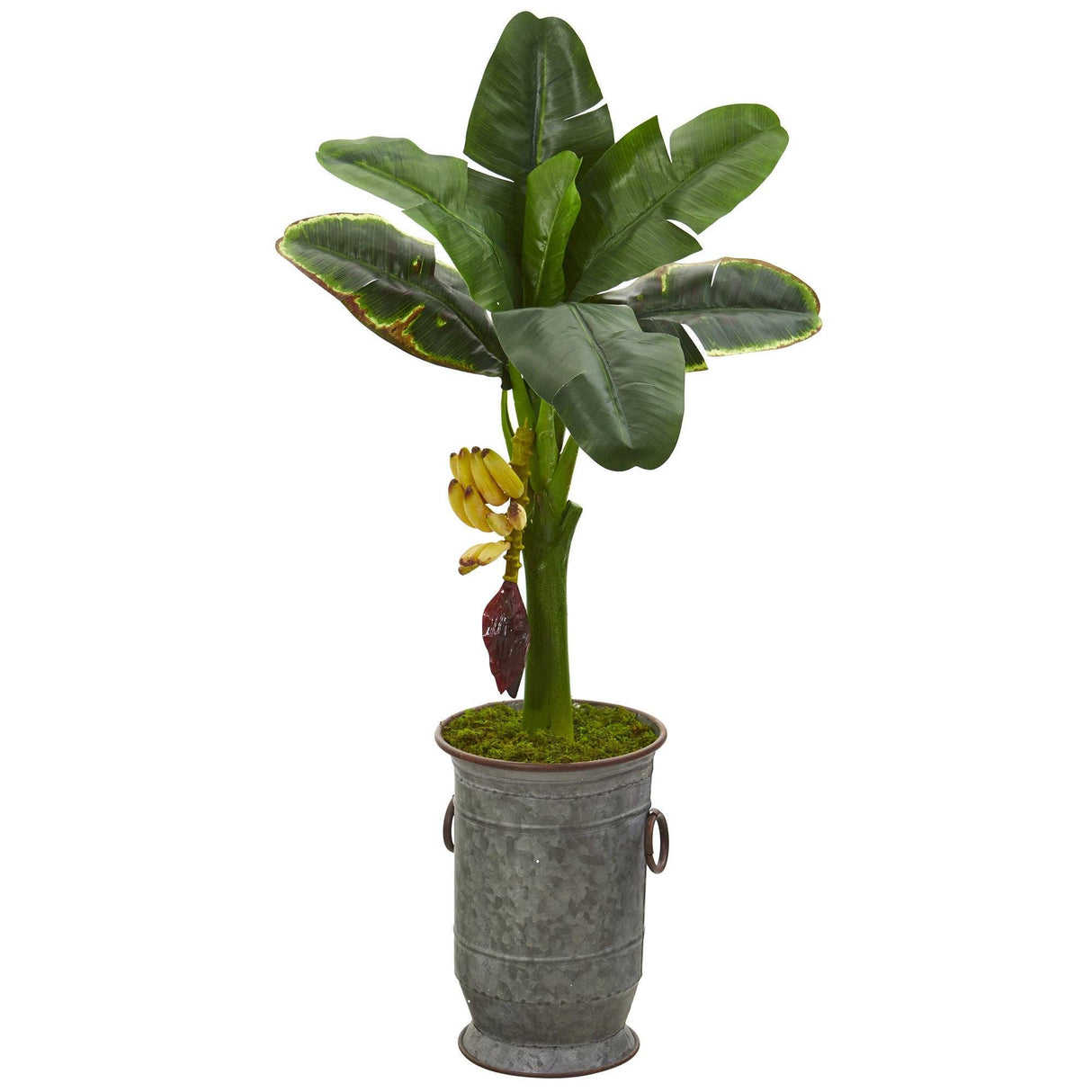 35” Banana Artificial Tree in Vintage Metal Planter