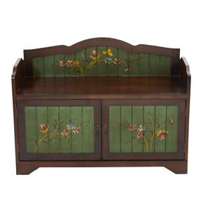 36’’ Antique Floral Art Bench with Drawers