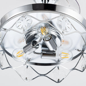 36" Broxburne Modern Chrome Downrod Mount Crystal Ceiling Fan with Lighting and Remote Control