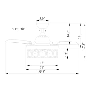 36" Mirelle Farmhouse Downrod Mount Ceiling Fan with Lighting and Remote Control