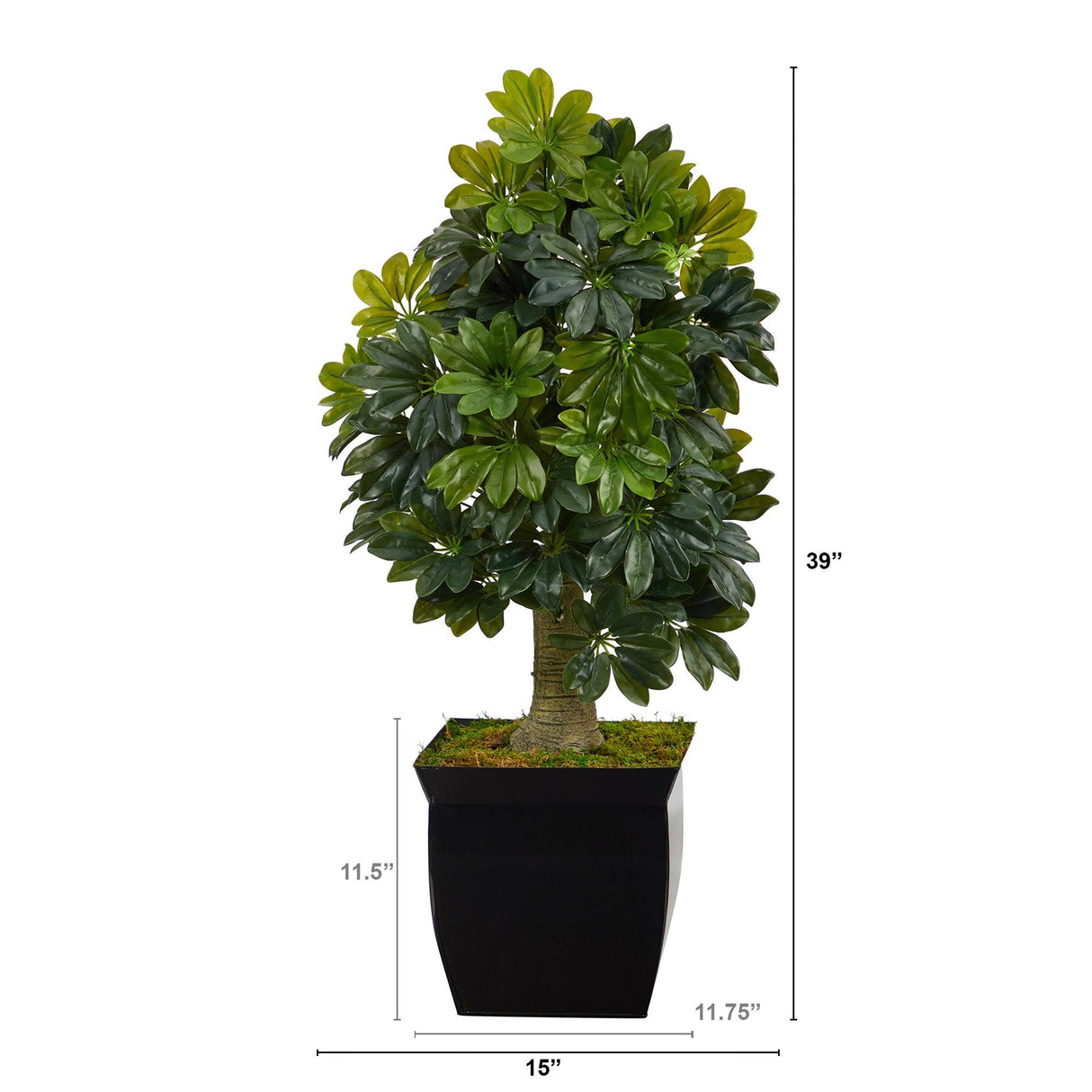 39” Schefflera Artificial Tree in Black Metal Planter (Real Touch)