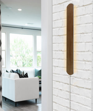 3"W Solid Wood Hover Plank Corner/Wall Accent Light Plug-In by Home Concept