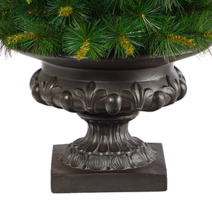 3.5’ New England Pine Artificial Christmas Tree with 50 Clear Lights and 117 Bendable Branches in Iron Colored Urn