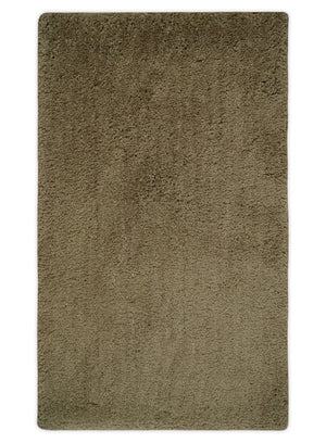 3x5, 4X6 and 5x7 Hand Woven Shag Olive Art Silk Soft Viscose Area Rug