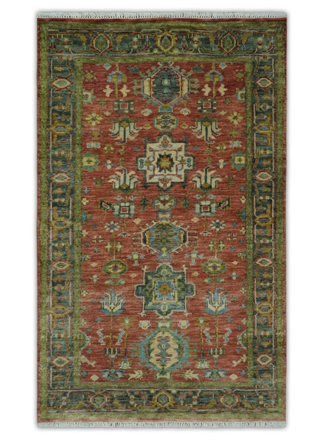 3x5, 4x6 and 10x14 Rust, Charcoal and Beige Hand Knotted Antique Serapi Wool Area Rug