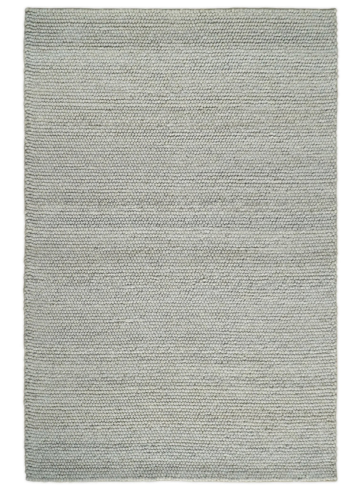 3x5, 5x8, 6x9, 8x10 and 9x12 Solid Silver Wool Blend Felted Chunky Hand Woven Area Rug