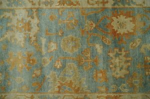 3x6 Runner Hand Knotted Blue, Beige and Rust Traditional Oushak Wool Area Rug | N338266