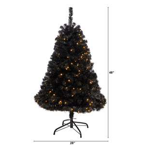 4’ Black Artificial Christmas Tree with 170 Clear LED Lights