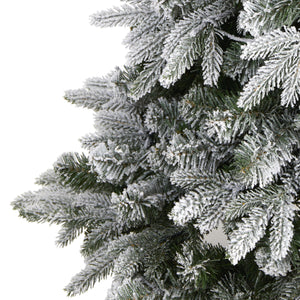 4’ Flocked Full Bodied Swedish Spruce Artificial Christmas Tree with 170 Clear LED Lights and 418 Bendable Branches