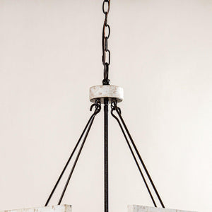 4-Light Distressed White Wooden Drum Chandelier