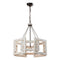 4-Light Distressed White Wooden Drum Chandelier